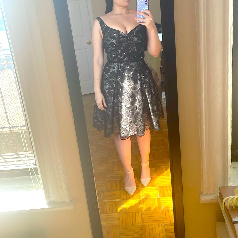 Jill Stuart Black and Silver Mini Dress